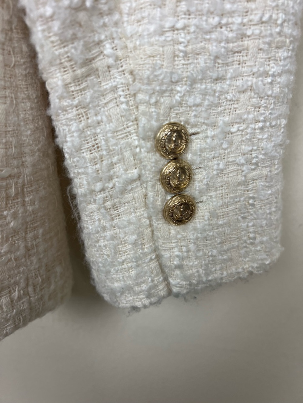 ZARA IVORY DOUBLE BREASTED TEXTURED WEAVE TWEED BLAZER JACKET XS - Picture 10 of 14